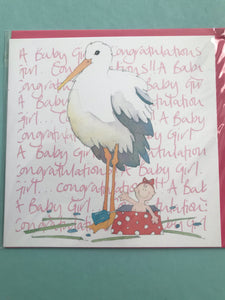 Baby Girl Arrival Card in Two Designs