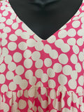 Fully Lined Pink & Cream Polka Dot Maxi Dress - Size 10