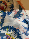 Multi Colour Flower Print Scarf with Silver Detail