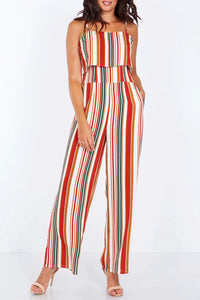 SALE: Adjustable Cami Strap Stripe Jumpsuit in Size 8