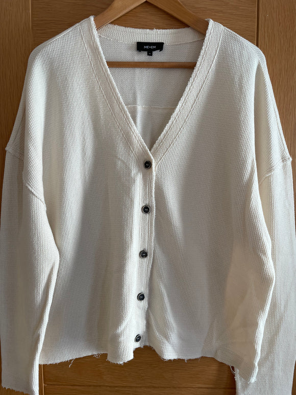 ME+EM Cream Button Cardigan - Size M