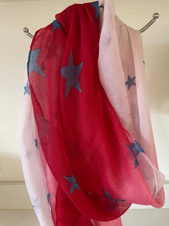 Red & Blue Mix Star Scarf