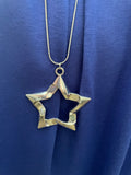 Silver Open Star Long Necklace