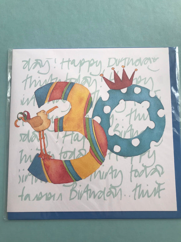 30th Birthday Card in Four Designs