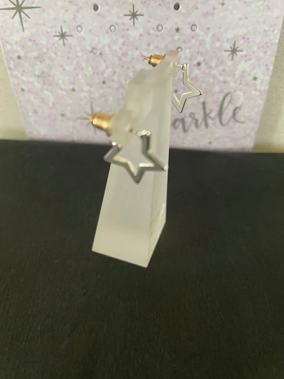 Open Star Silver Earrings