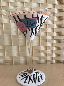 Hand Painted 18th Martini Glass