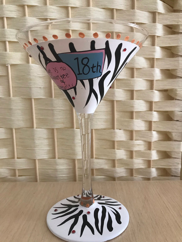 Hand Painted 18th Martini Glass
